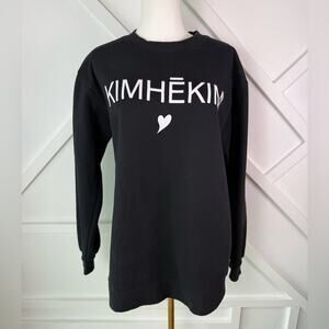 KIMHĒKIM Paris Black Logo Sweatshirt Heart Graphic Pullover Crewneck Size Small